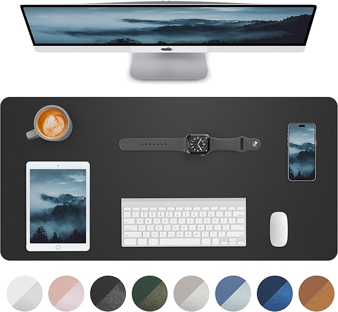 Leather Desk Pad Blotter, Mouse Pad, Office Desk Mat, Non-Slip PU Leather Desk by AFIING