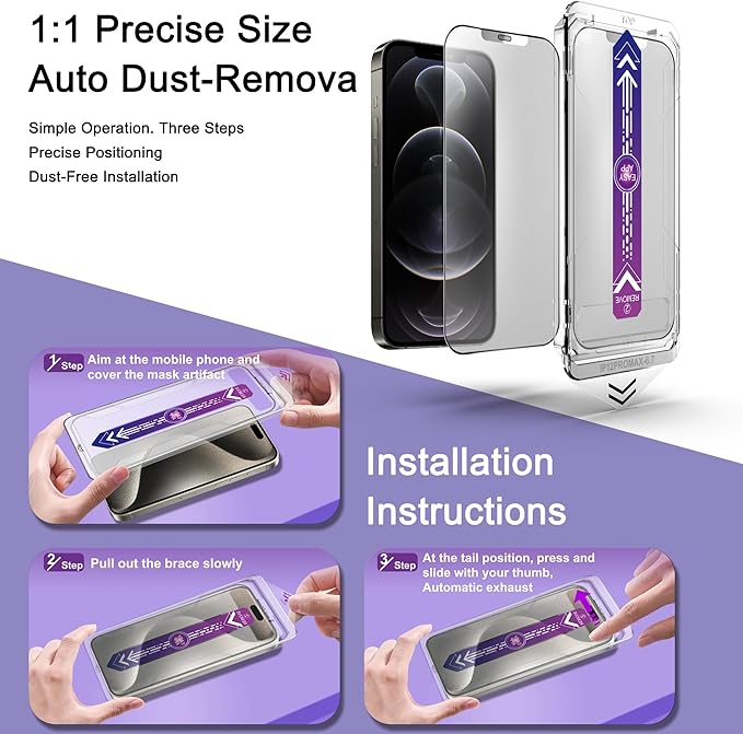 2 Pack Matte Screen Protector for iPhone 12 Pro Max, 9H Tempered Glass - Image 3