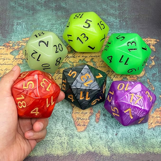 20 Sided DND Dice, D20 Giant Polyhedral Dice, 55mm Titan Large Pearl Color D20 - Image 5