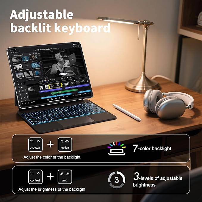 Keyboard Case for iPad Air 13 Inch, iPad Pro 12.9 inch–Magic-Style Magnetic - Image 5