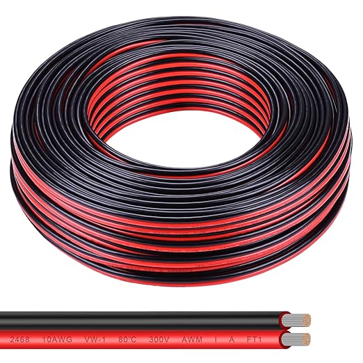 10 Gauge Wire 200FT Tinned Copper Wire-2 Conductor Parallel Wire Insulated by Shirbly