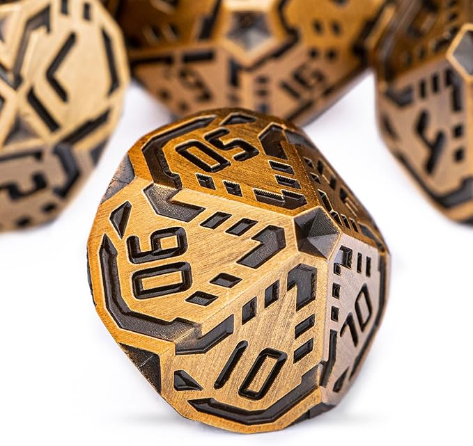 Metal DND Sci-fi Dice Set 7PCS Stripe Polyhedral Dice - Image 4