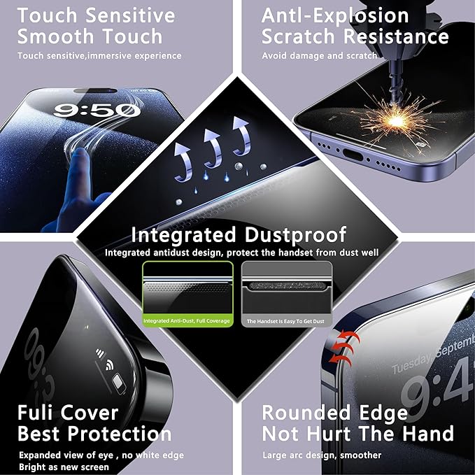 2 Pack Screen Protector for iPhone 12 Pro/iPhon 12, 9H Tempered Glass, Full - Image 5