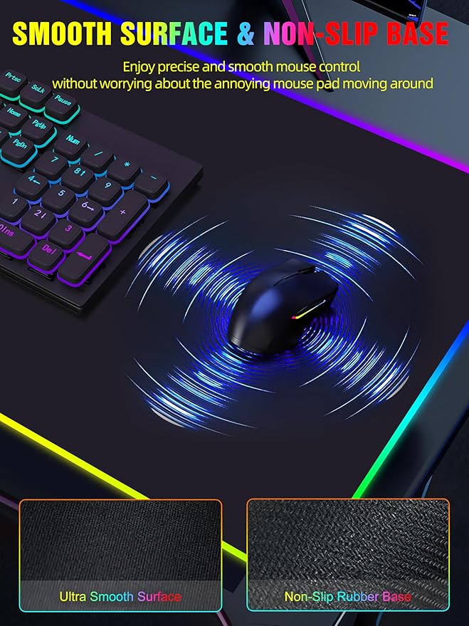 TopMade Wireless Charging RGB Mouse Pad, Waterproof Gaming Desk Mat - Image 4
