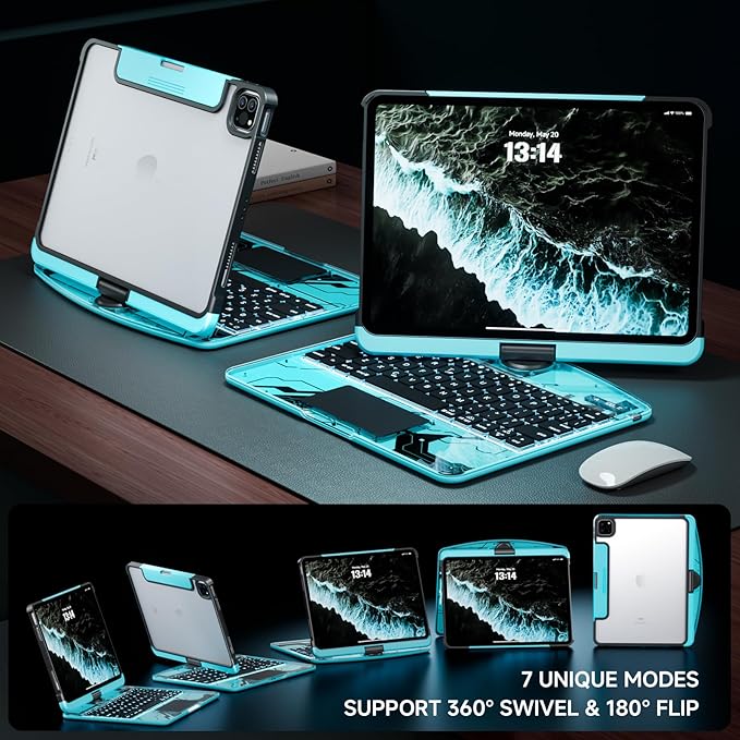 Transparent Case with Keyboard for 2024 iPad Pro 13 inch, iPad Pro 13, 7-Color - Image 4