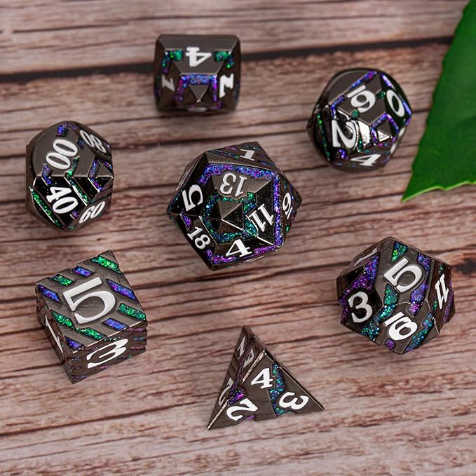 Dungeons and Dragons Dice, Metallic Stripes Dice - Image 5