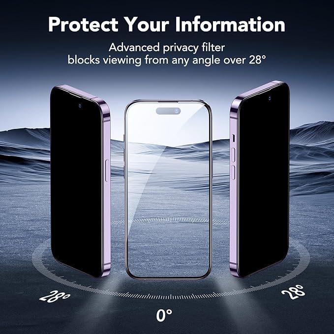 ESR 3 Pack for iPhone 14 Pro Privacy Screen Protector, Anti-spy Tempered-Glass - Image 3