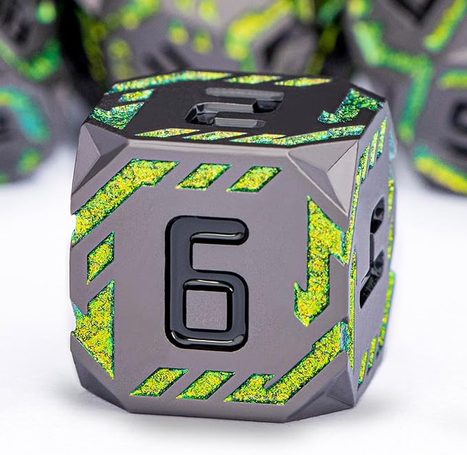 Metal DND Sci-fi Dice Set 7PCS Stripe Polyhedral Dice - Image 3