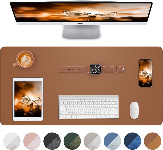Leather Desk Pad Blotter, Mouse Pad, Office Desk Mat, Non-Slip PU Leather Desk by AFIING