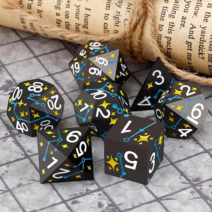 PJOY Metal Dice Set D&D Star DND Dice Set Polyhedral Dice - Image 4
