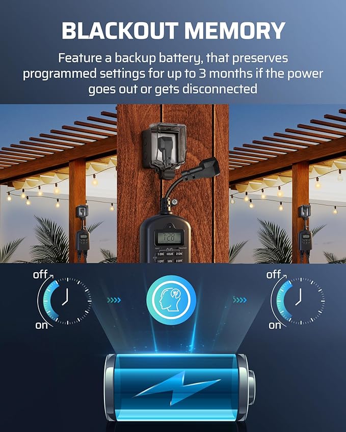 DEWENWILS Outdoor Timer Outlet Waterproof, Outdoor Digital Timer - Image 4