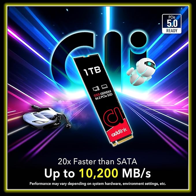 Addlink G55 1TB PCIe 5.0 Gen5 NVMe M.2 SSD- Up to 10, 200 MB/s - Image 2