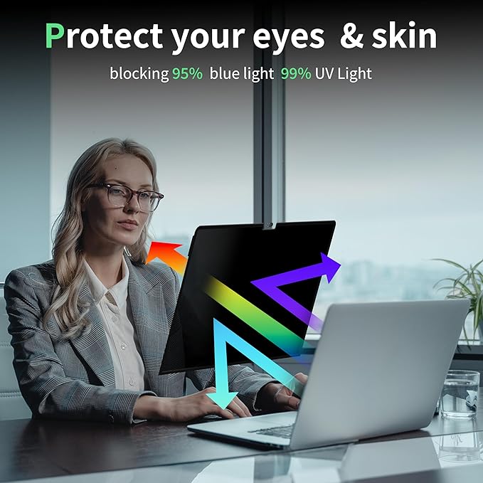 Privacy Screen for MacBook Pro 16 Inch, Anti Blue Light Glare Filter Removable - Image 4