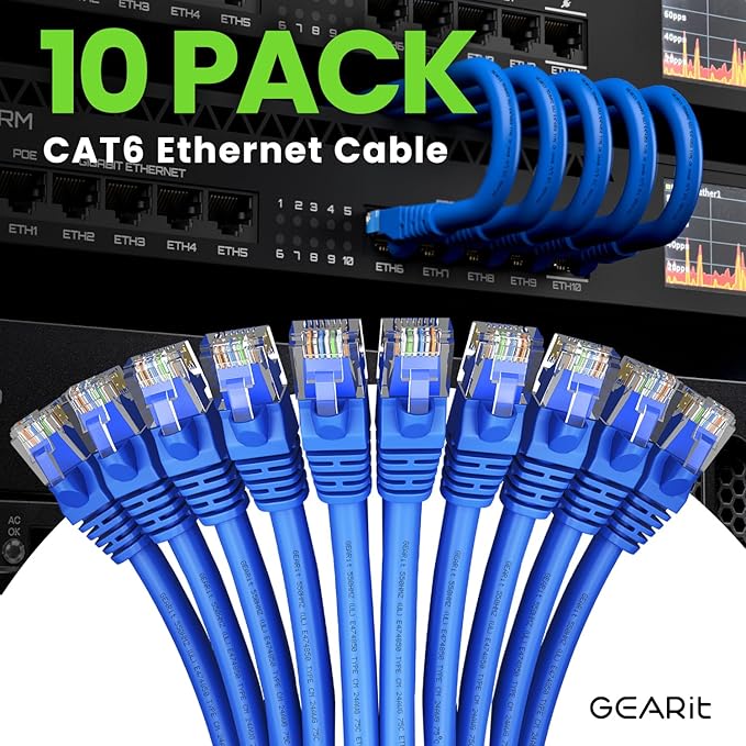 GearIT Cat 6 Ethernet Cable Cat6 Network Patch, Snagless Cord, Internet - Image 2