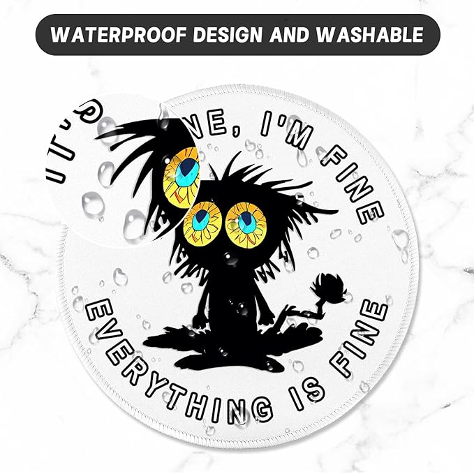 ITNRSIIET Round Mouse Pad with Stitched Edge Premium-Textured Waterproof - Image 5