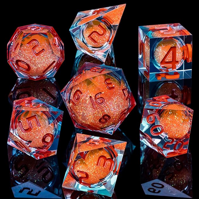 ARUOHHA Liquid Core DND Dice Set, RPG Orange Dungeons Polyhedral Dice - Image 2