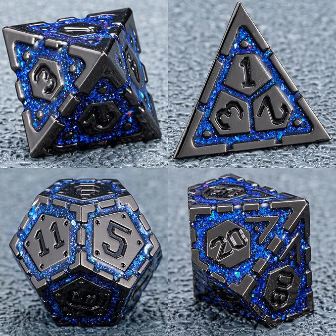 DND Metal Dice Set with Cracks, Polyhedral Dice - Image 5