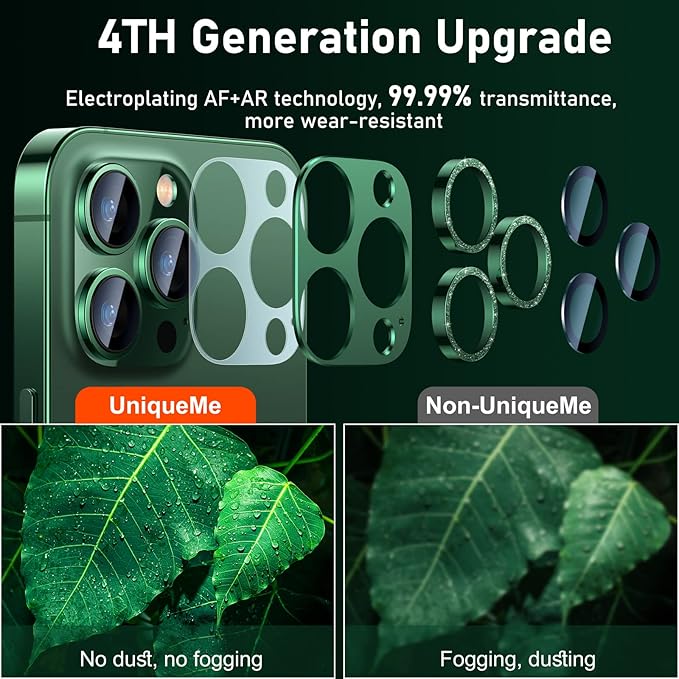 UniqueMe for iPhone 13 Pro/iPhone 13 Pro Max Camera Lens Protector, Metal Ring - Image 2