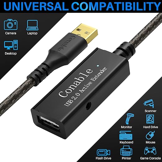Active USB Extension Cable 50 Feet, USB 2.0 A Male to Female Cord, - Image 5