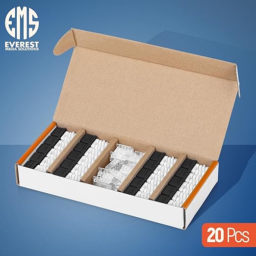 Everest 90° Angled RJ45 Cat6A Keystone Jacks 20-Pack in Black - Image 2