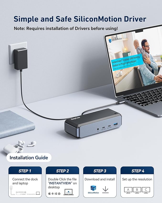 USB C Docking Station Triple Monitor, Raycue 15 IN1 MacBook Pro Docking Station - Image 3