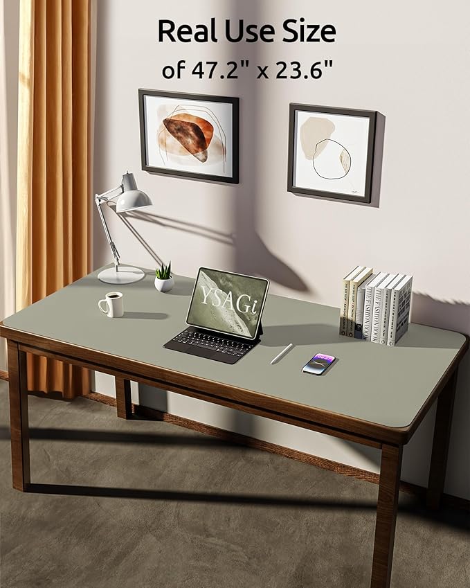 YSAGi Leather Desk Protector, Office Mat, Large Mouse Mat, Non-Slip PU Leather - Image 3