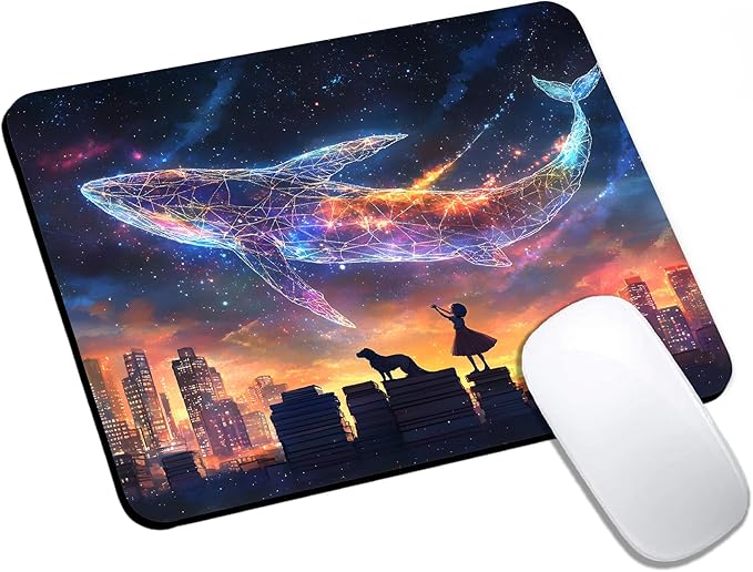 Mouse Pad, Cute Aesthetics Art Whale Mouse Pads by HUOCAIREN