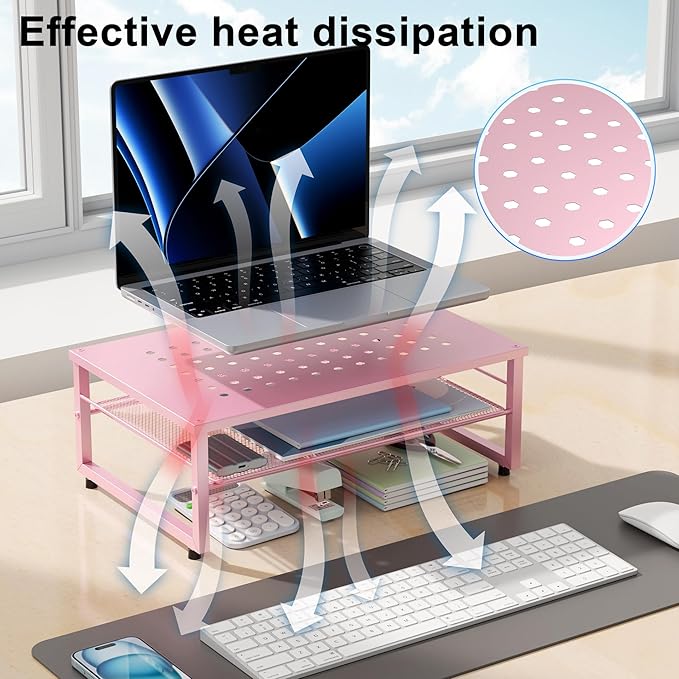 Gianotter 2-Tier Metal Monitor Stand Riser, Workspace Organizer - Image 3
