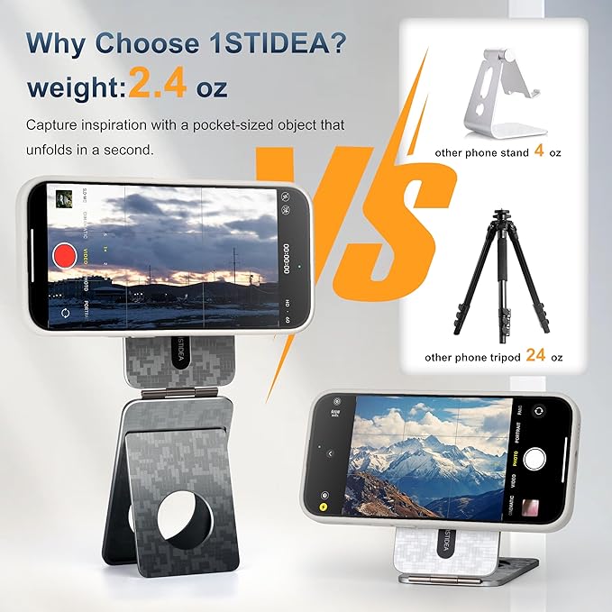 Phone Tripod Stand, Aluminum Alloy Mini Tripod Compatible - Image 6