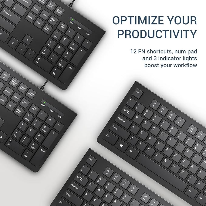 Computer Keyboard Wired, Plug Play USB Keyboard, Low Profile Chiclet Keys - Image 6