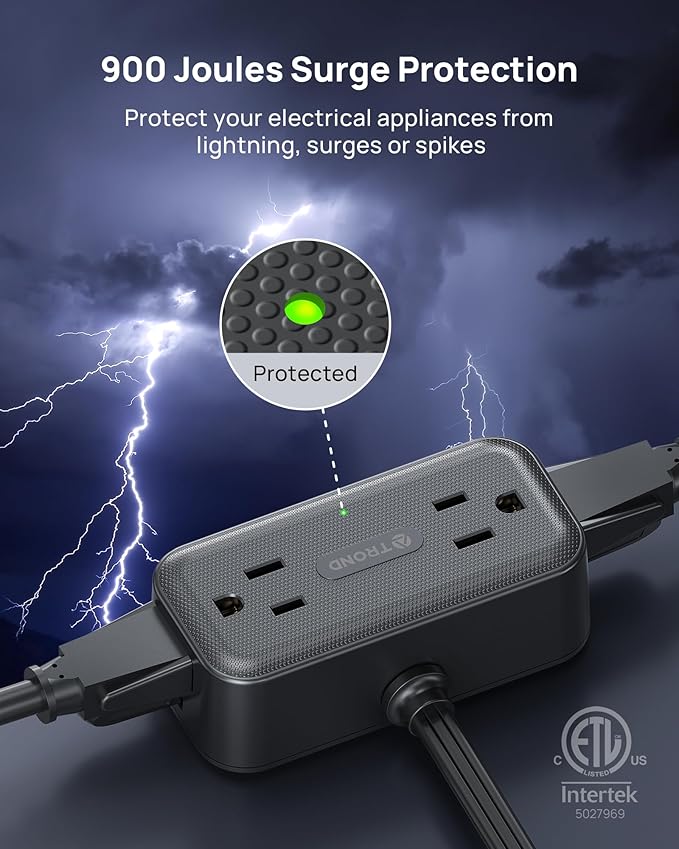 TROND 360° Rotating Flat Plug Power Strip, 5FT Extension Cord - Image 5