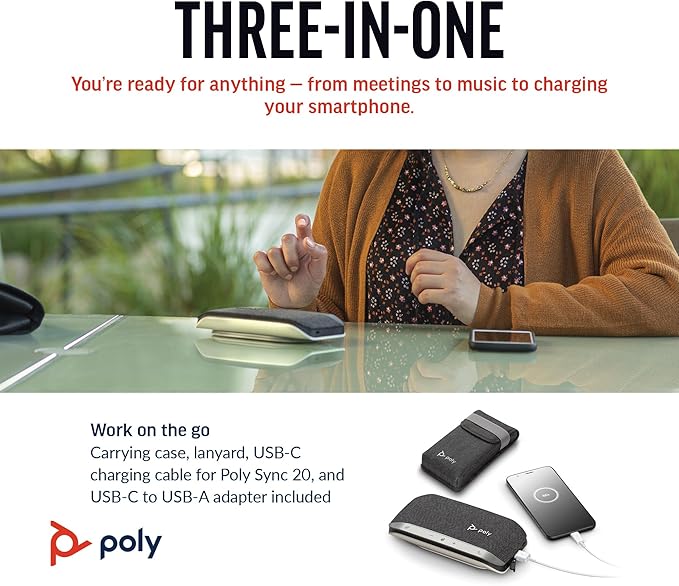 Poly Sync 20 USB-C Personal Portable Smart Speakerphone – Noise/Echo Reduction - Image 4