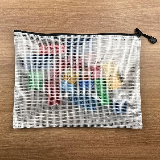 Oaimyy-20 PCS-Mesh Zipper Pouch, Plastic Zip File Folders Puzzle Bags Large - Image 7
