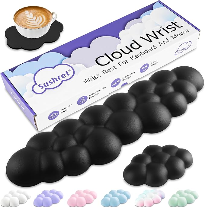 Cloud Wrist Rest Keyboard, Cloud Keyboard Wrist Pad Set by Sushret