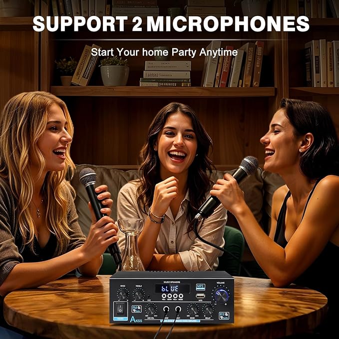 AK55 Bluetooth 5.0 Amplifier Home Audio, 2.0 Channel Max 450W Power Stereo - Image 8