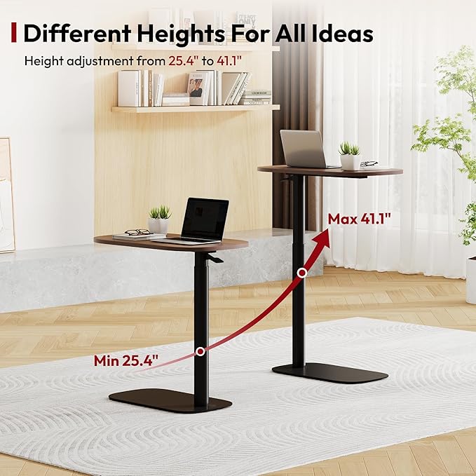 SANODESK Adjustable Overbed Bedside Table Pneumatic Adjustable Height Laptop - Image 5
