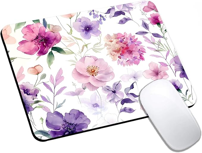 Mouse Pad, Cute Purple Watercolor Flowers Mouse Pads by HUOCAIREN