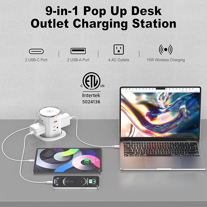 Jgstkcity Pop Up Outlet for Countertop 3.15-inch Desk Wire Hole Insert - Image 2