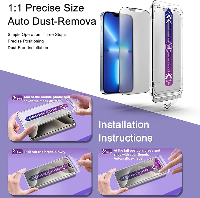 2 Pack Matte Screen Protector for iPhone 13 Pro Max/iPhone 14 Plus, 9H Tempered - Image 3