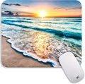 Square Mouse Pad Beach Sunset, Personalized Premium-Textured Custom Mouse Mat by Armanza