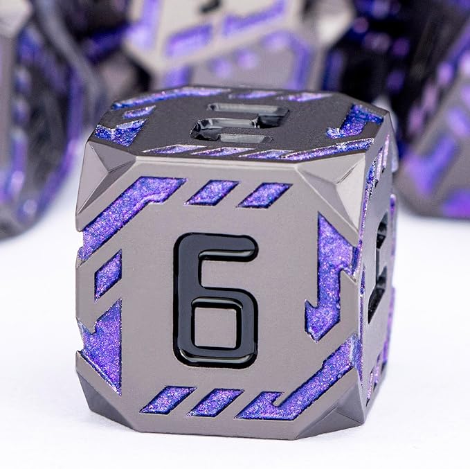 Metal DND Sci-fi Dice Set 7PCS Stripe Polyhedral Dice - Image 3