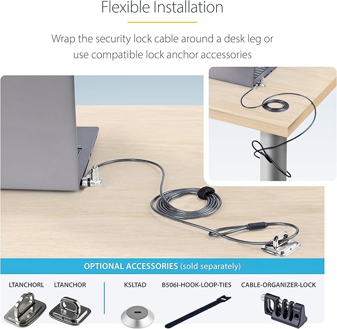 StarTech.com 25-Pack Universal Laptop Lock 6.6ft, Master Keyed Security Cable - Image 6