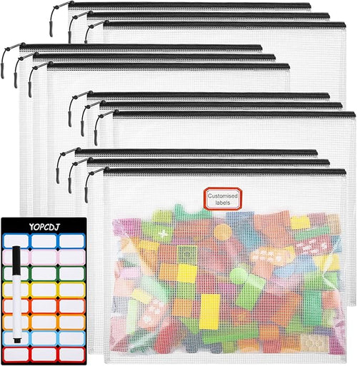 12pcs Mesh Zipper Pouch Bags, A4 Puzzle Bag by YOPCDJ