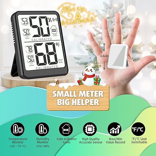 Antonki 2-Pack Room Thermometer, Digital Small Hygrometer Indoor Thermometer - Image 2