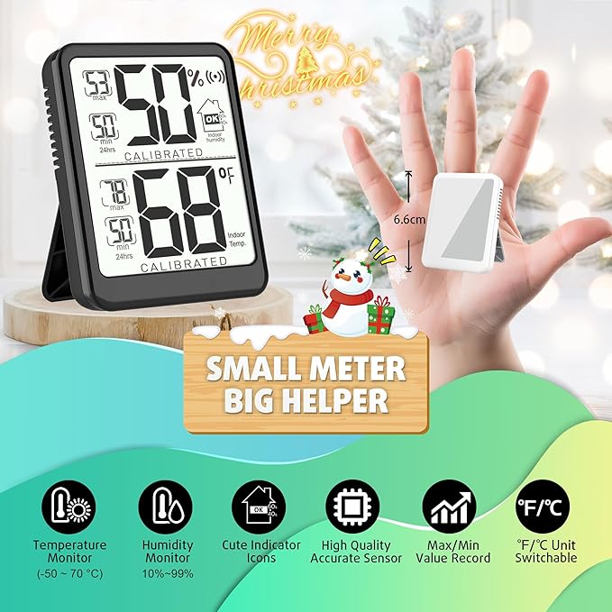 Antonki Room Thermometer, Digital Small Hygrometer Indoor Thermometer Humidity - Image 2