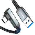 Carplay Cable 0.8FT, 10Gbps Right Angle USB A to C 3.1 Gen 2 High Speed Data by SUNGUY