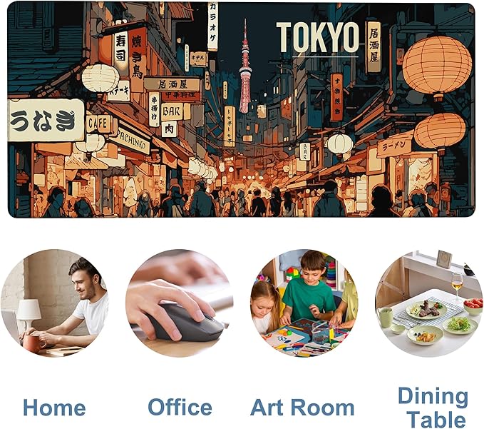 Gaming Desk Pad Large Extra Length Tokyo Japan Mouse Pad Keyboard Laptop - Image 5