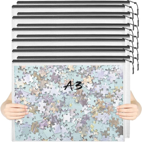 12pcs Mesh Zipper Pouch Puzzle Storage Bags A3 17x12 Inches Large File Bags by YOPCDJ