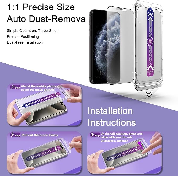 2 Pack Matte Screen Protector for iPhone X/iPhone XS/iPhone 11 Pro, 9H Tempered - Image 3