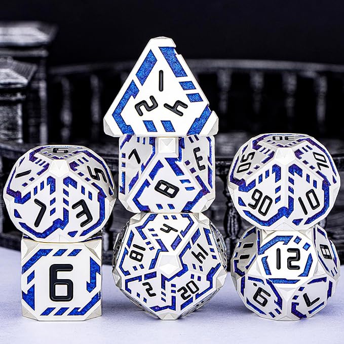 Metal DND Sci-fi Dice Set 7PCS Stripe Polyhedral Dice - Image 2